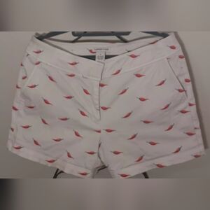 Juniper + Lime White Shorts with Red Chili Pattern
